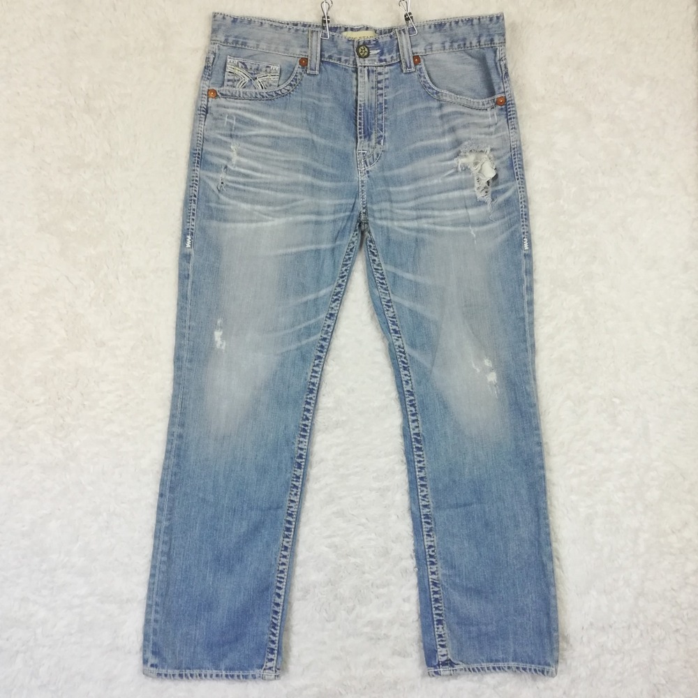 Big Star Mens Jeans Union Regular Straight Leg Blue Denim Light Wash Short 36S